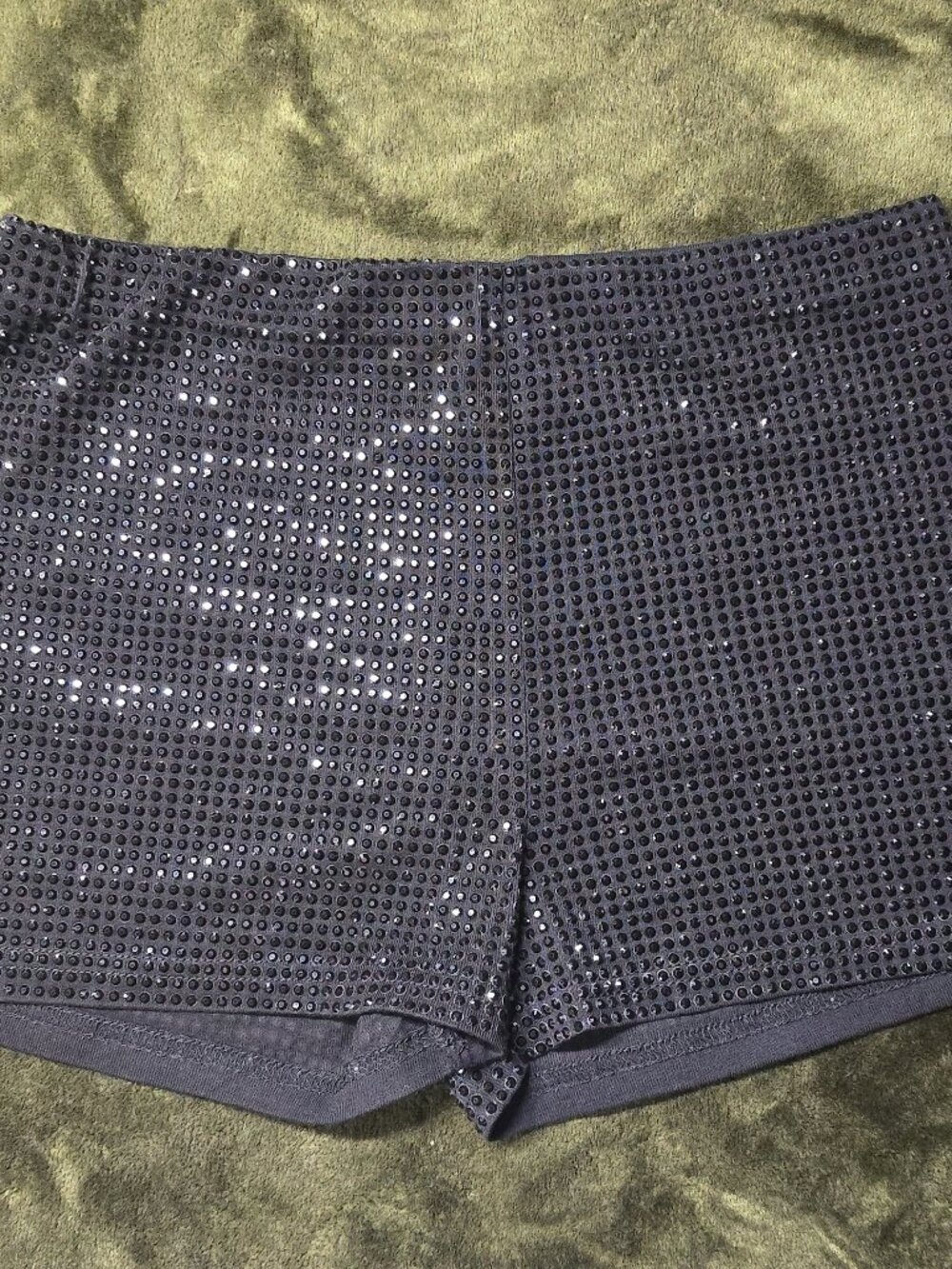 Triple Seven Black Rhinestone Hot Pants Shorts - Size S - Party Dance Festival